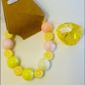 Handmade lemon bracelet and ring set!